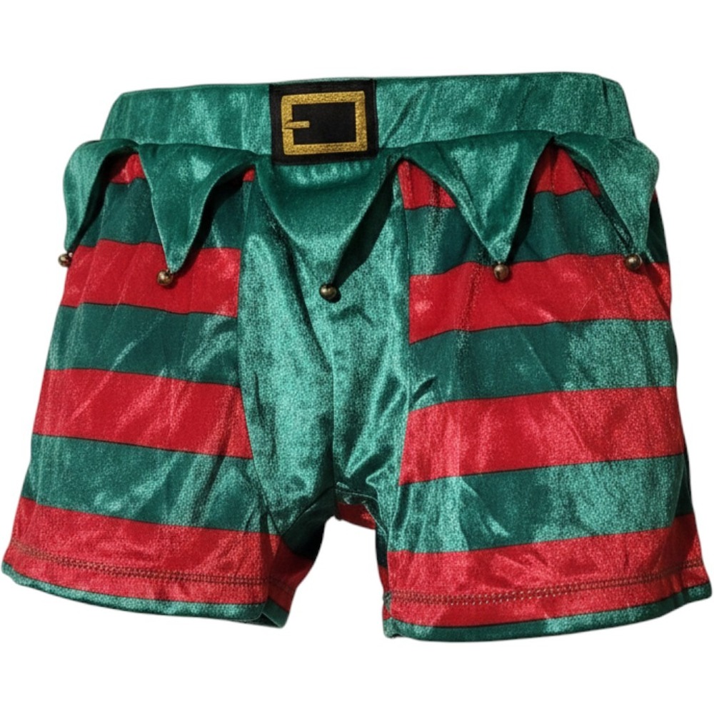 Mens Christmas Elf Boxer Briefs Green Red Striped‎ Jingle Bells size XL NWT